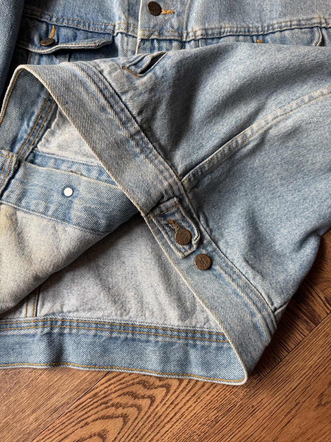 [XL]90s Lee Made in USA 빈티지 워싱 데님 트러커 자켓 상품이미지7