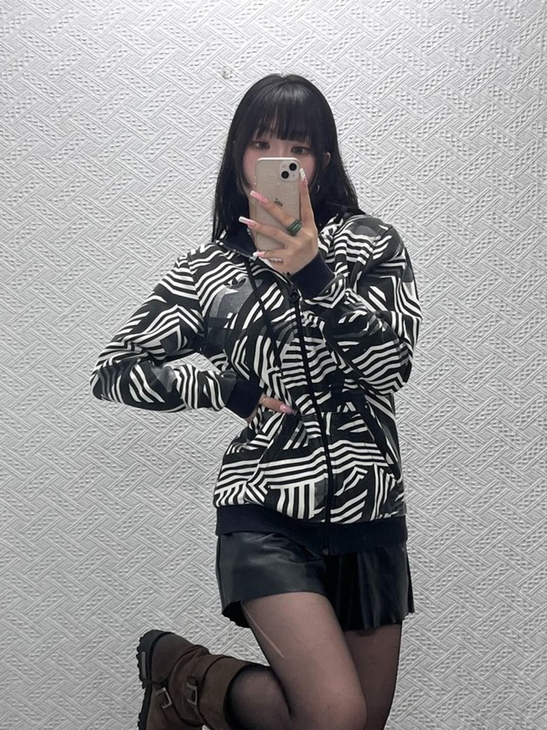 아디다스 스트릿 펑크 키치 패턴 져지 후드집업 90 C12533 상품이미지1