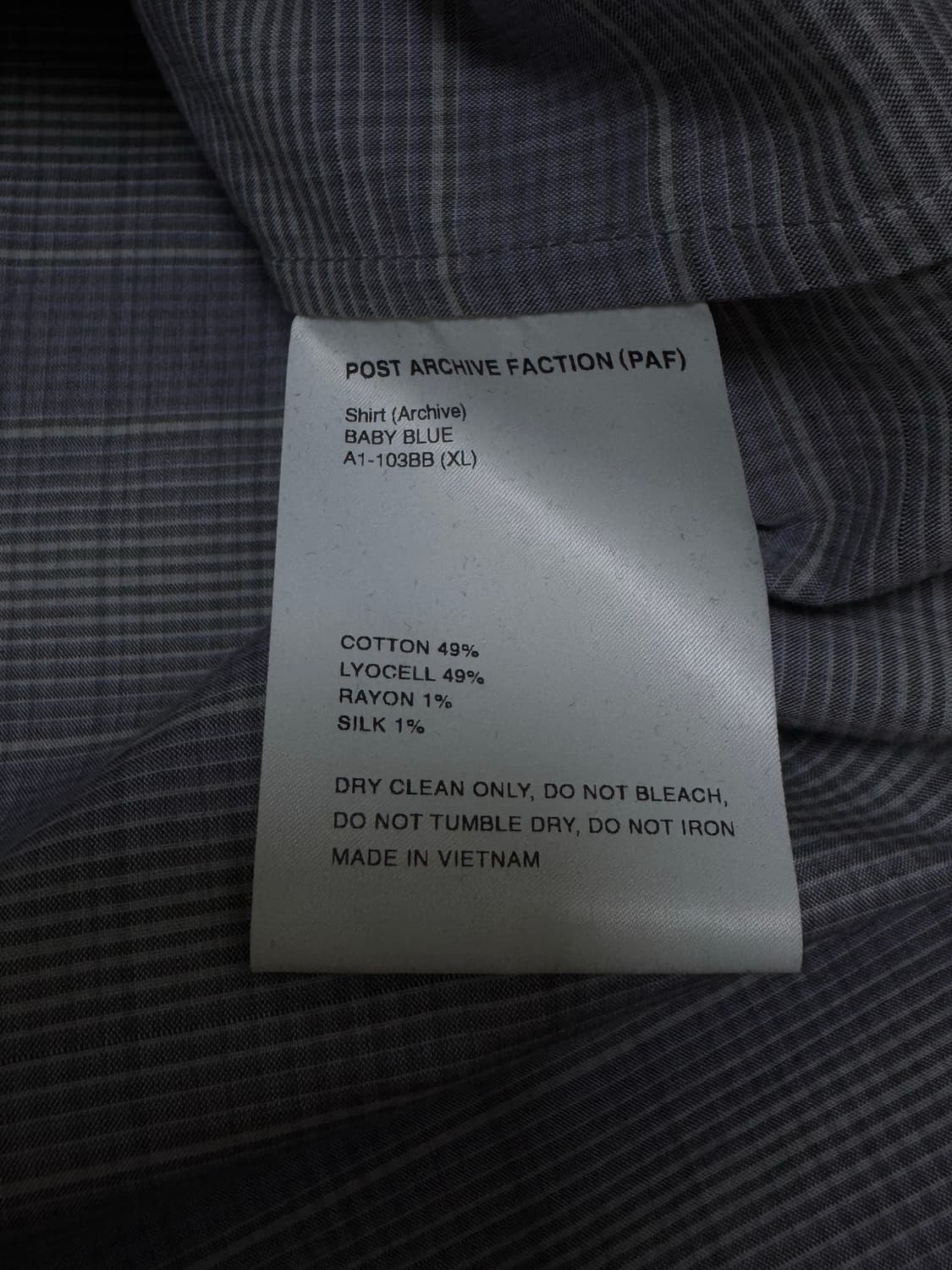 포스트 아카이브 팩션(파프) 8.0+ 베이비블루 체크 셔츠 XL 상품이미지6