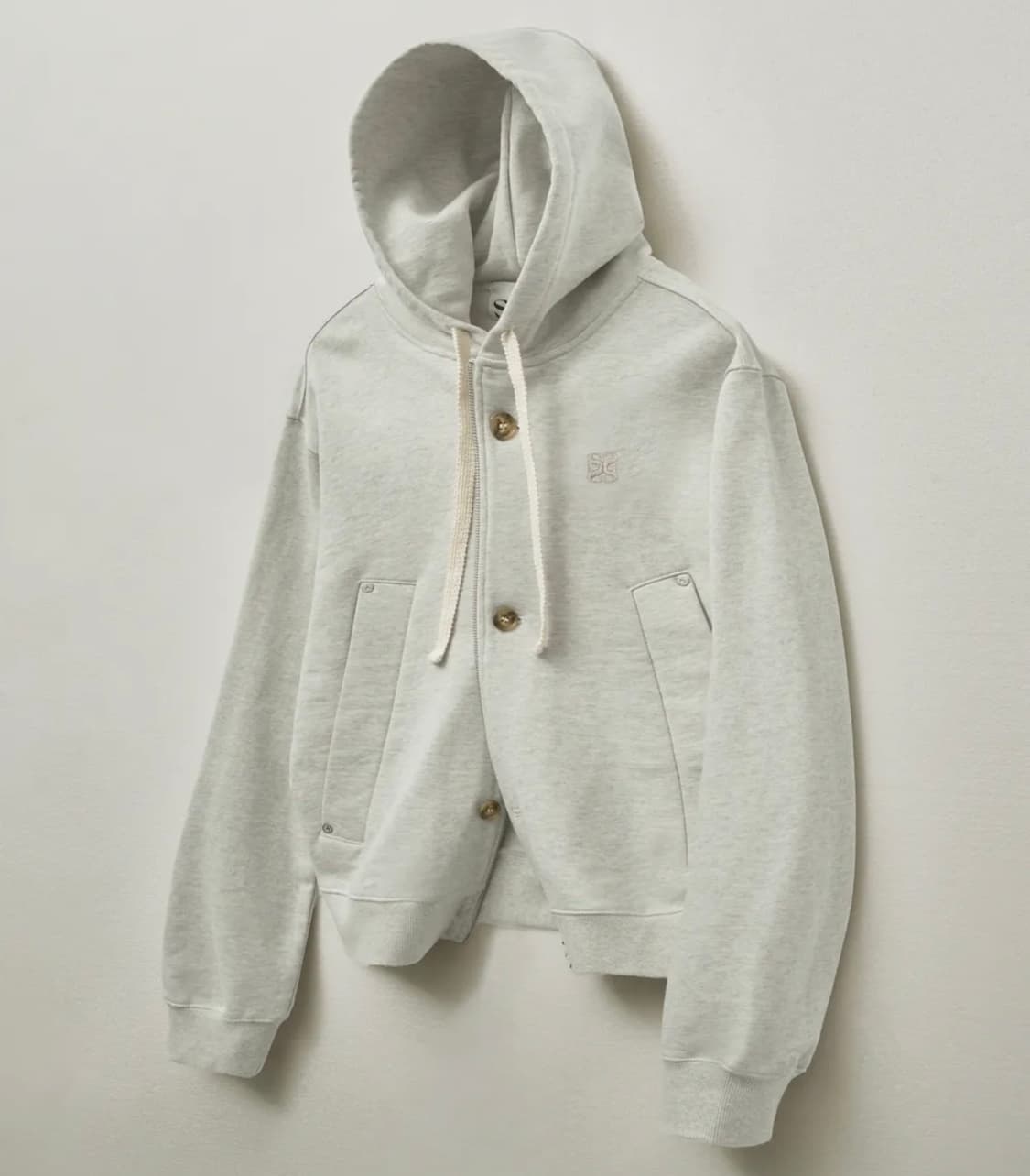 새터 테오 코튼 올 데이 후드 집업 멜란지 아이보리 상품이미지1