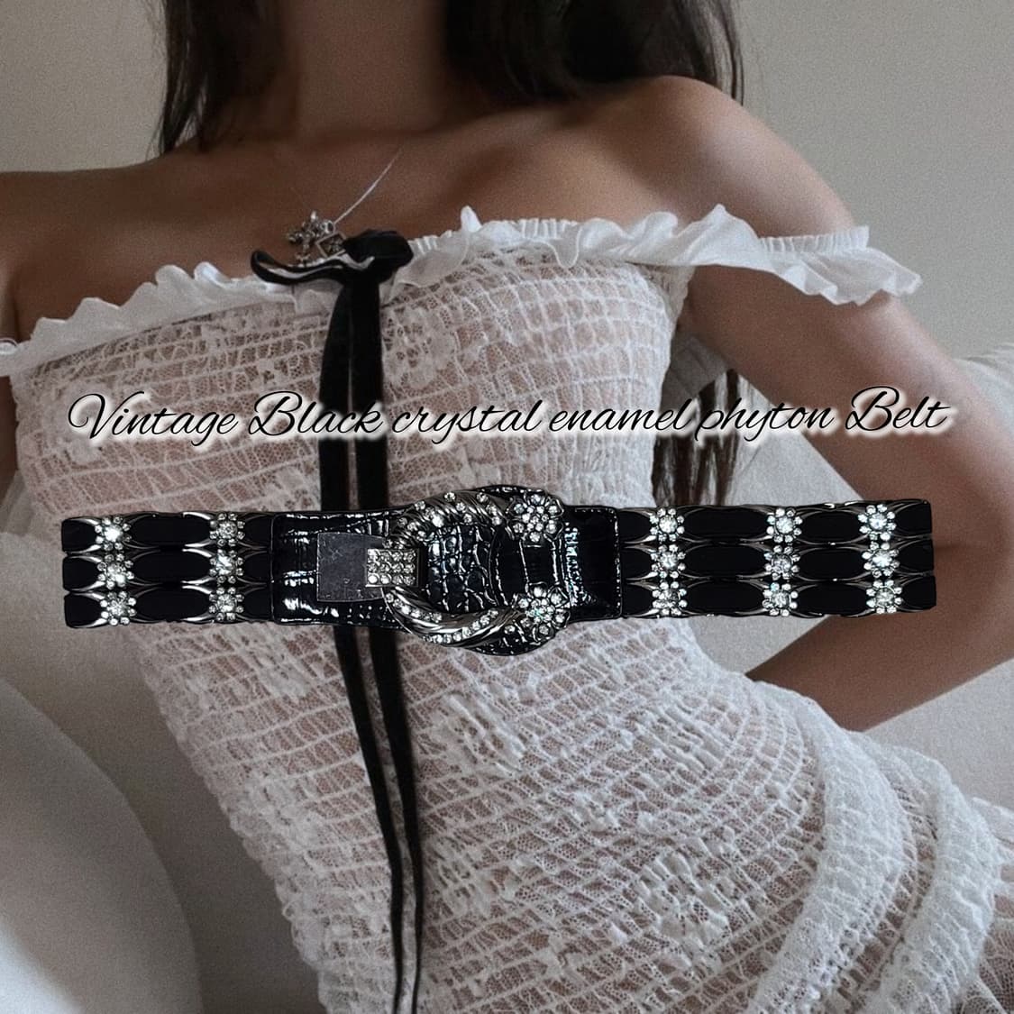Vintage Black crystal enamel p 상품이미지1