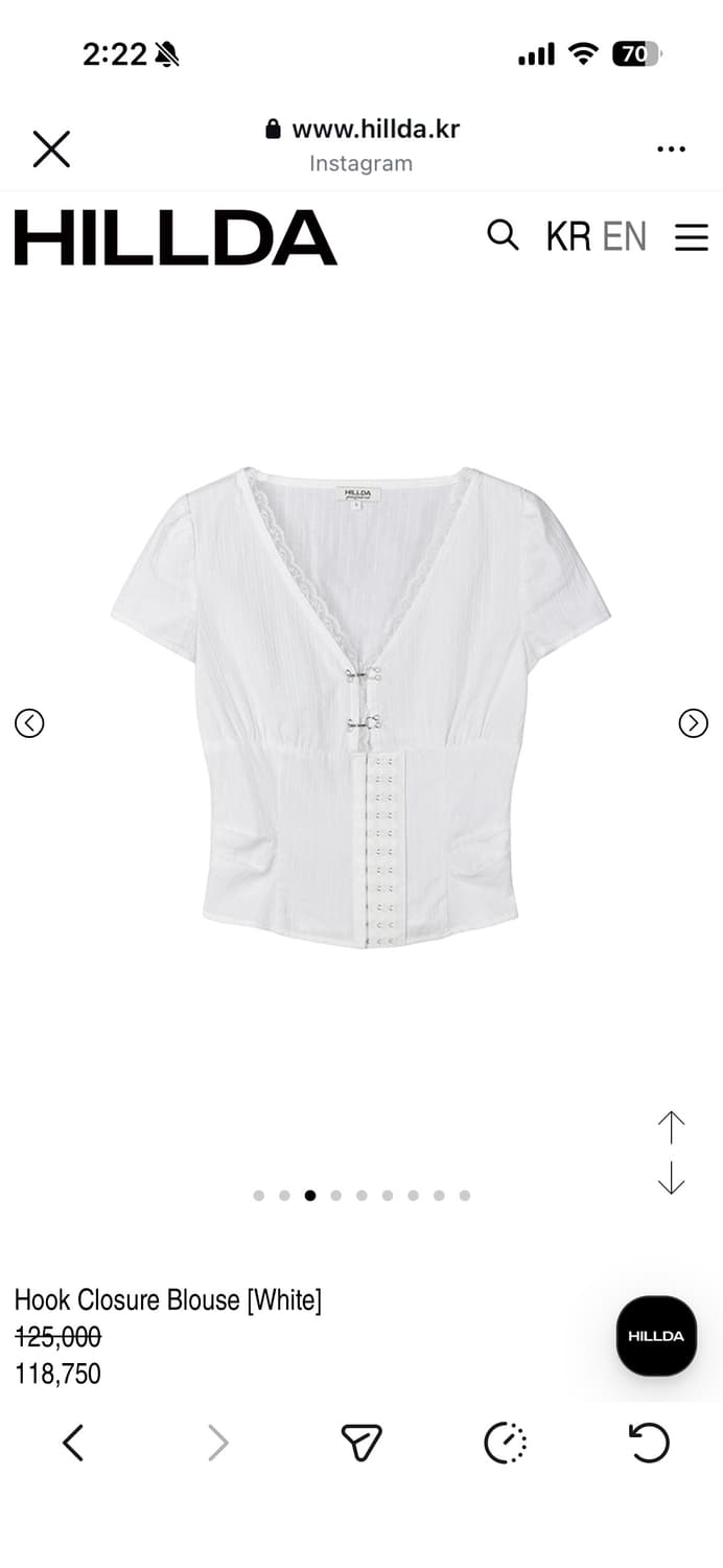 힐다 후크 블라우스 화이트 m 상품이미지2