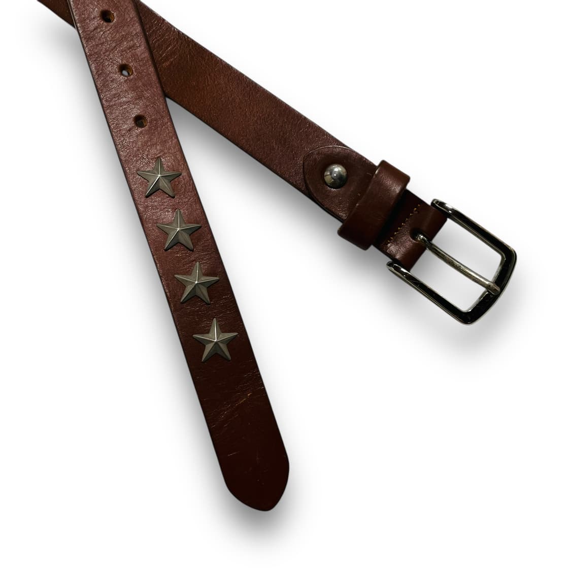 Western Brown Leather Star Stud Belt 상품이미지7