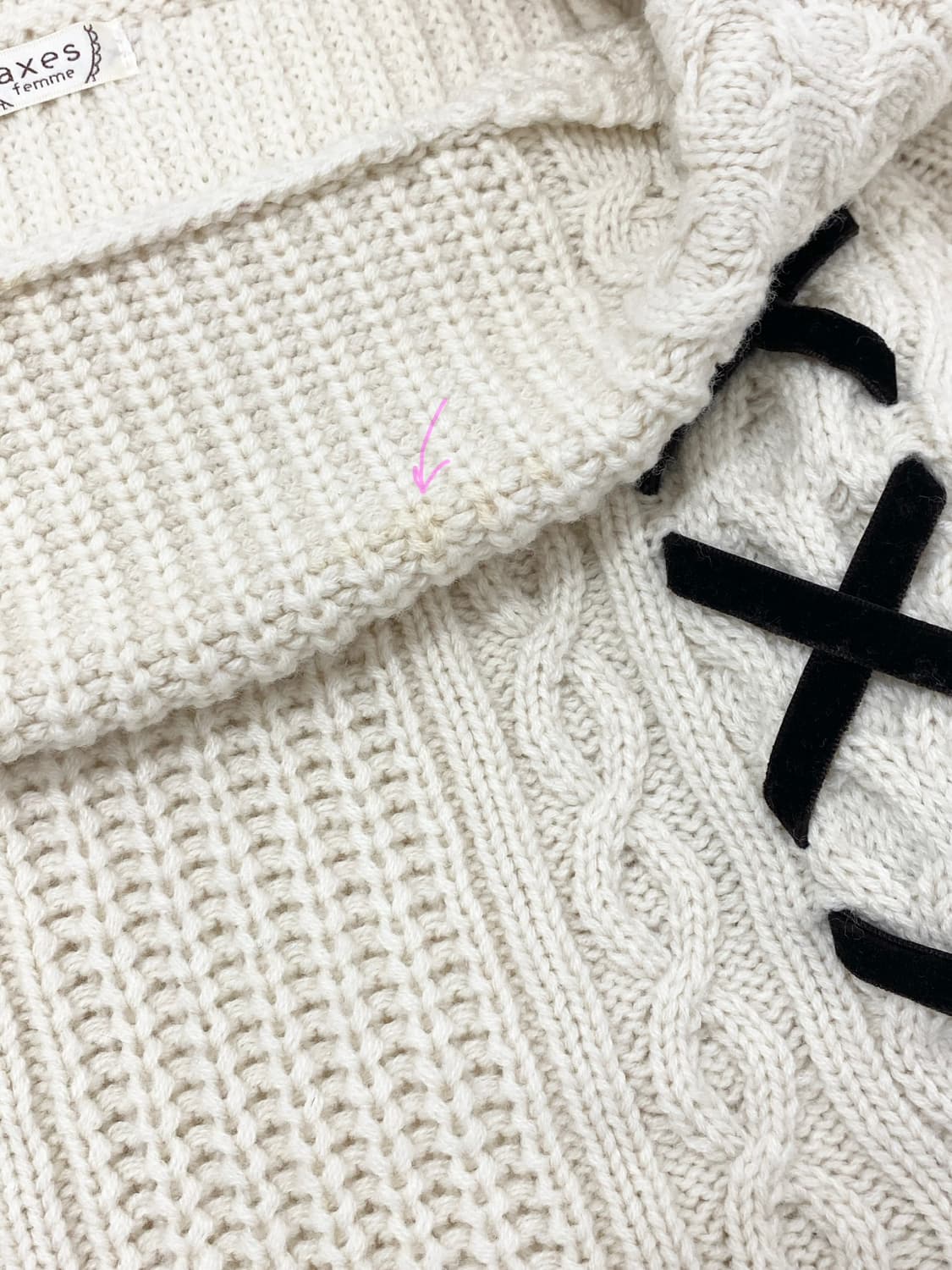 ꒰ঌ 엑시즈팜 아일렛 오프숄더 니트 ໒꒱ 상품이미지4