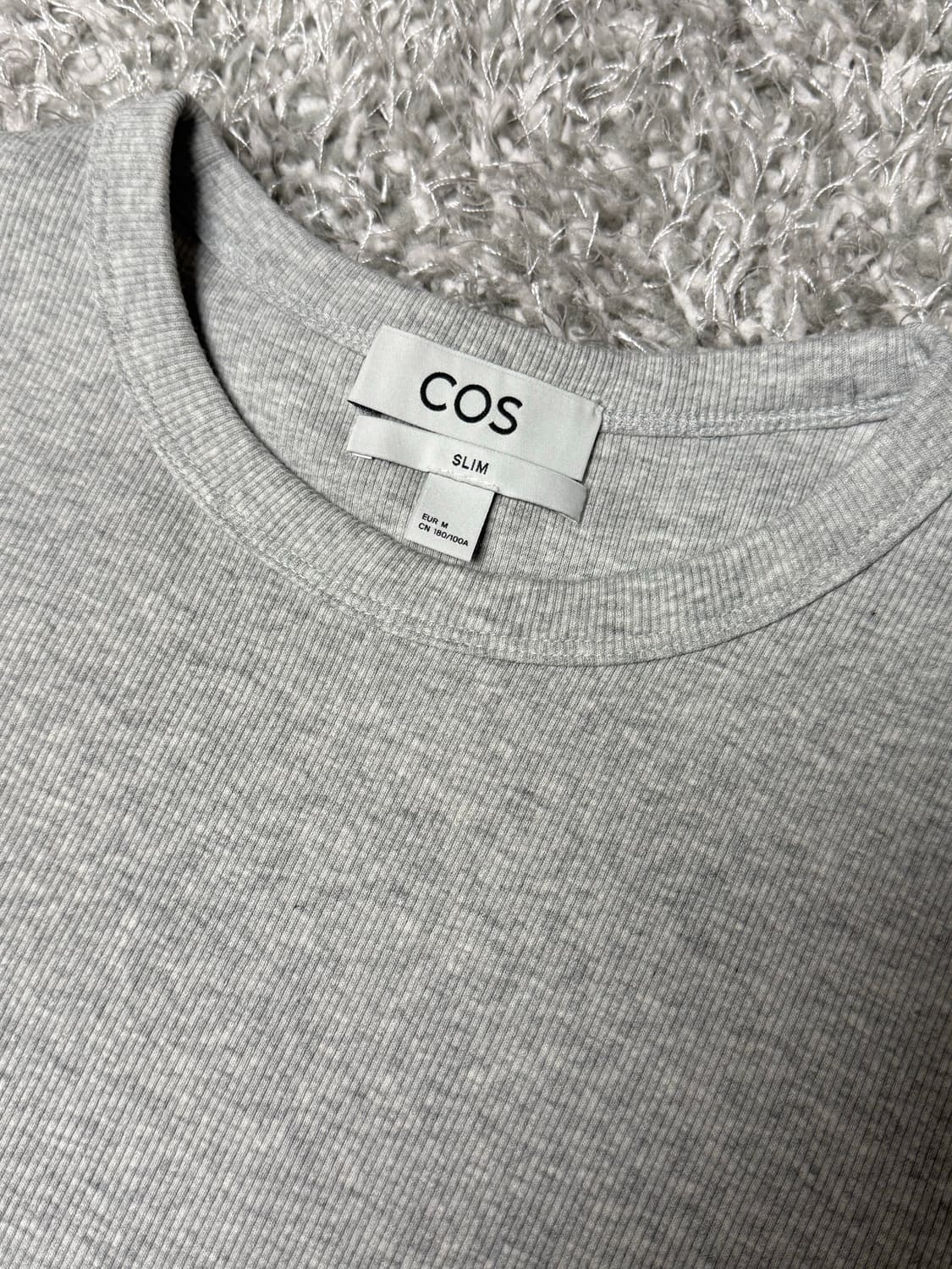코스 cos 슬림 리브드 티셔츠 그레이멜란지 상품이미지3