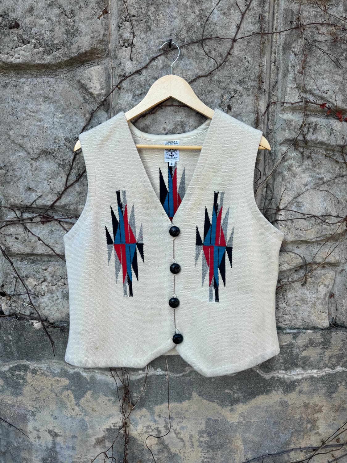 오르테가 핸드 우븐 울 치마요 베스트 나바호 웨스턴 조끼 빈티지 상품이미지1