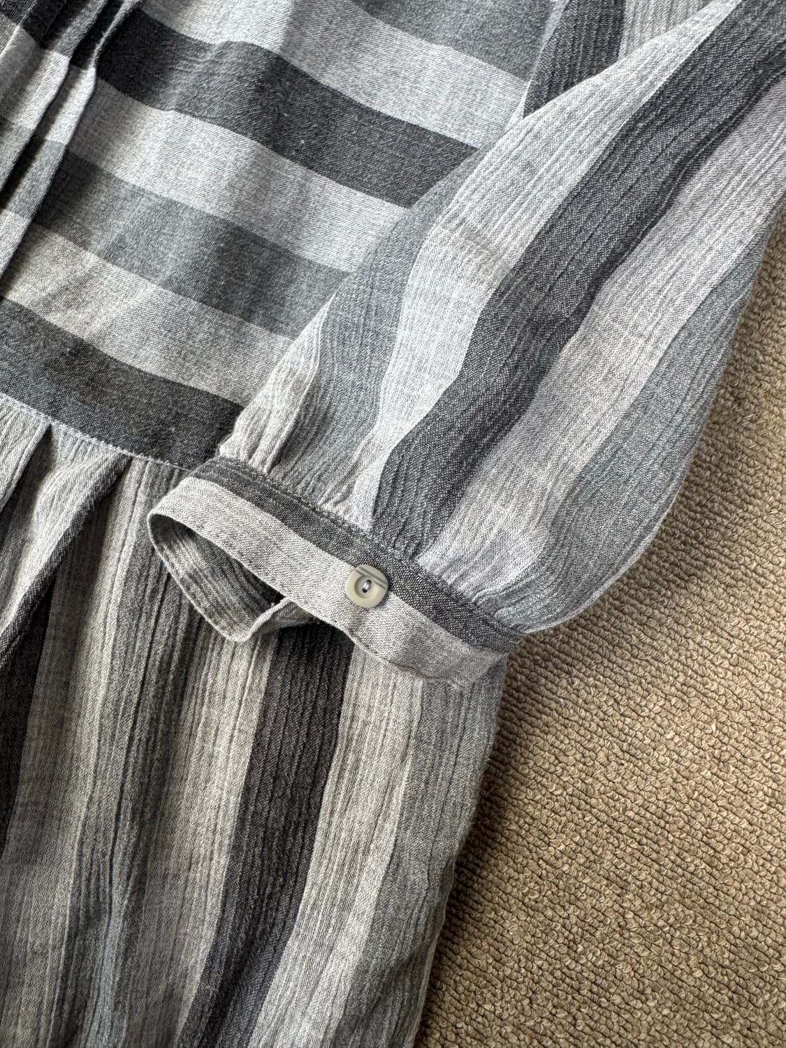 내추럴 스트라이프 핀턱 리넨 원피스 하구미 모리걸 상품이미지7