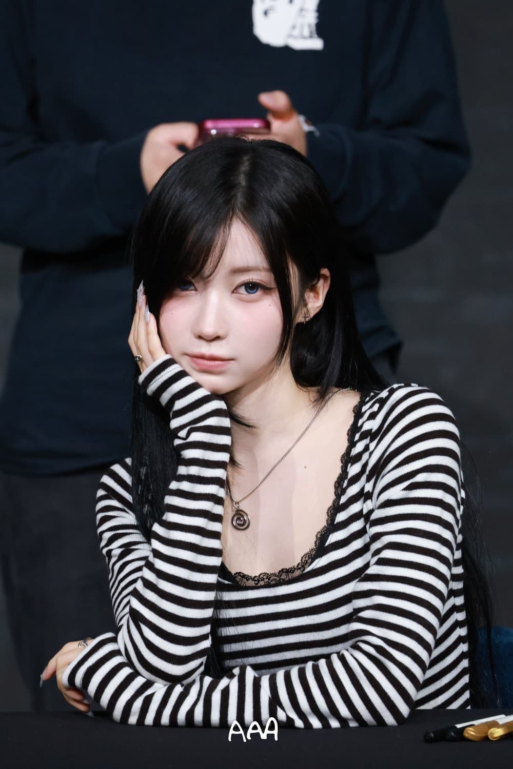 셋업이엑스이 레이스탑 화이트 stripe lace top (아사 착용) 상품이미지2