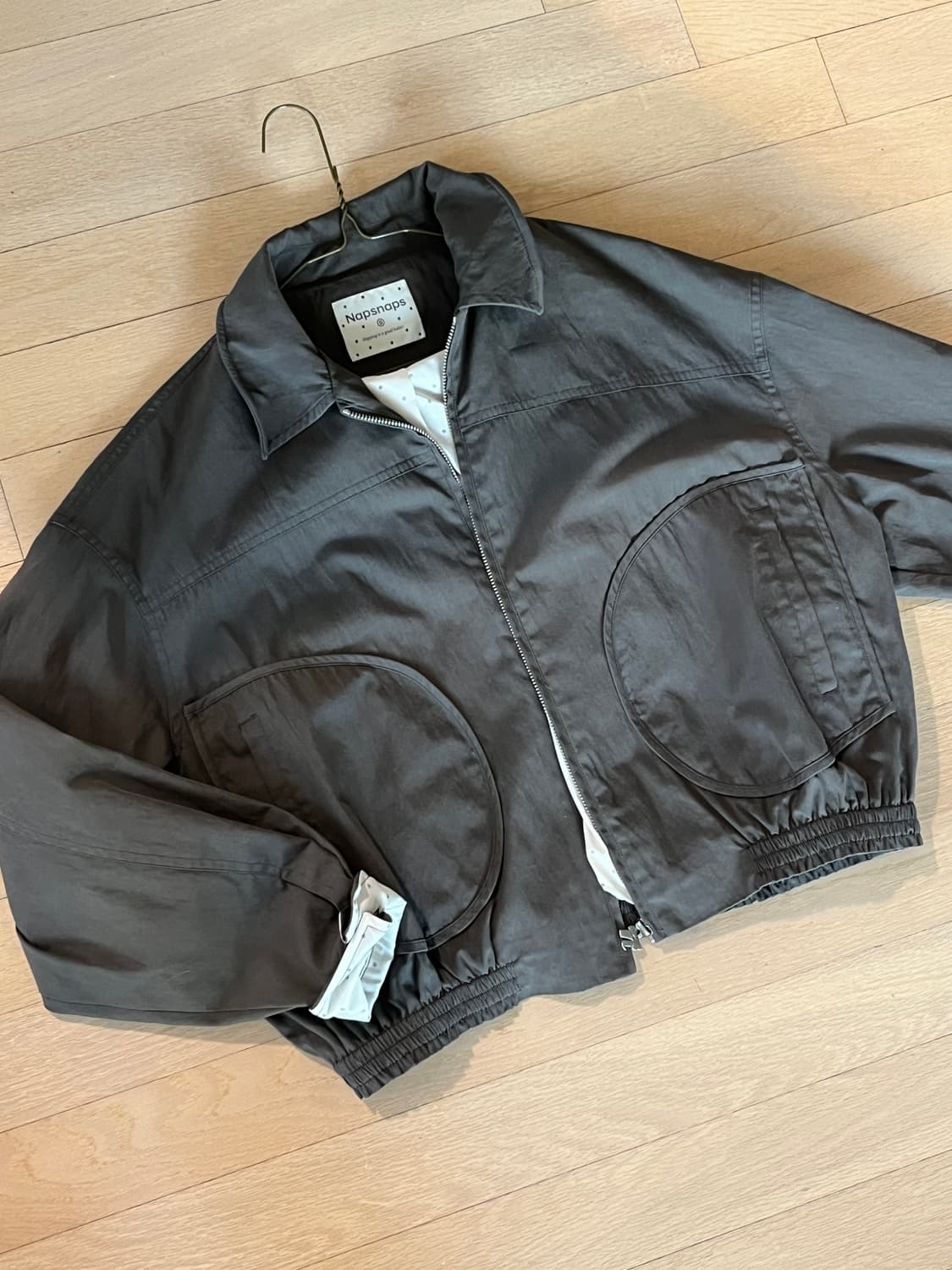 디얼마이키코  빈티지 봄 가을 자켓 도트 야상 브라운 차콜 상품이미지3