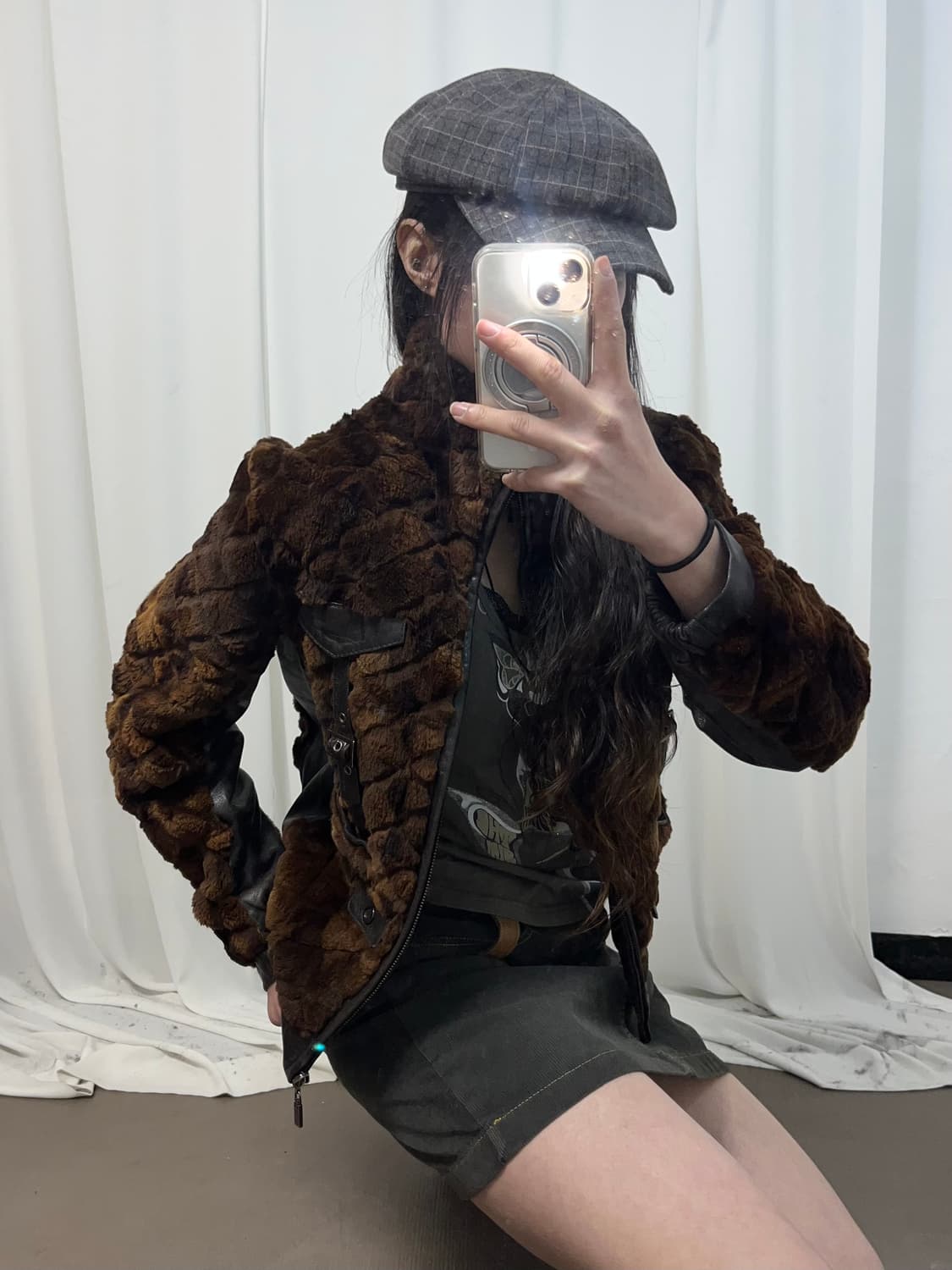 브라운 래빗퍼 자켓 상품이미지3