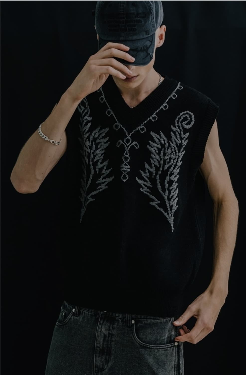 바스틱 웨스턴 패턴 니트 베스트 / 남성 조끼/ 남성 베스트  상품이미지2