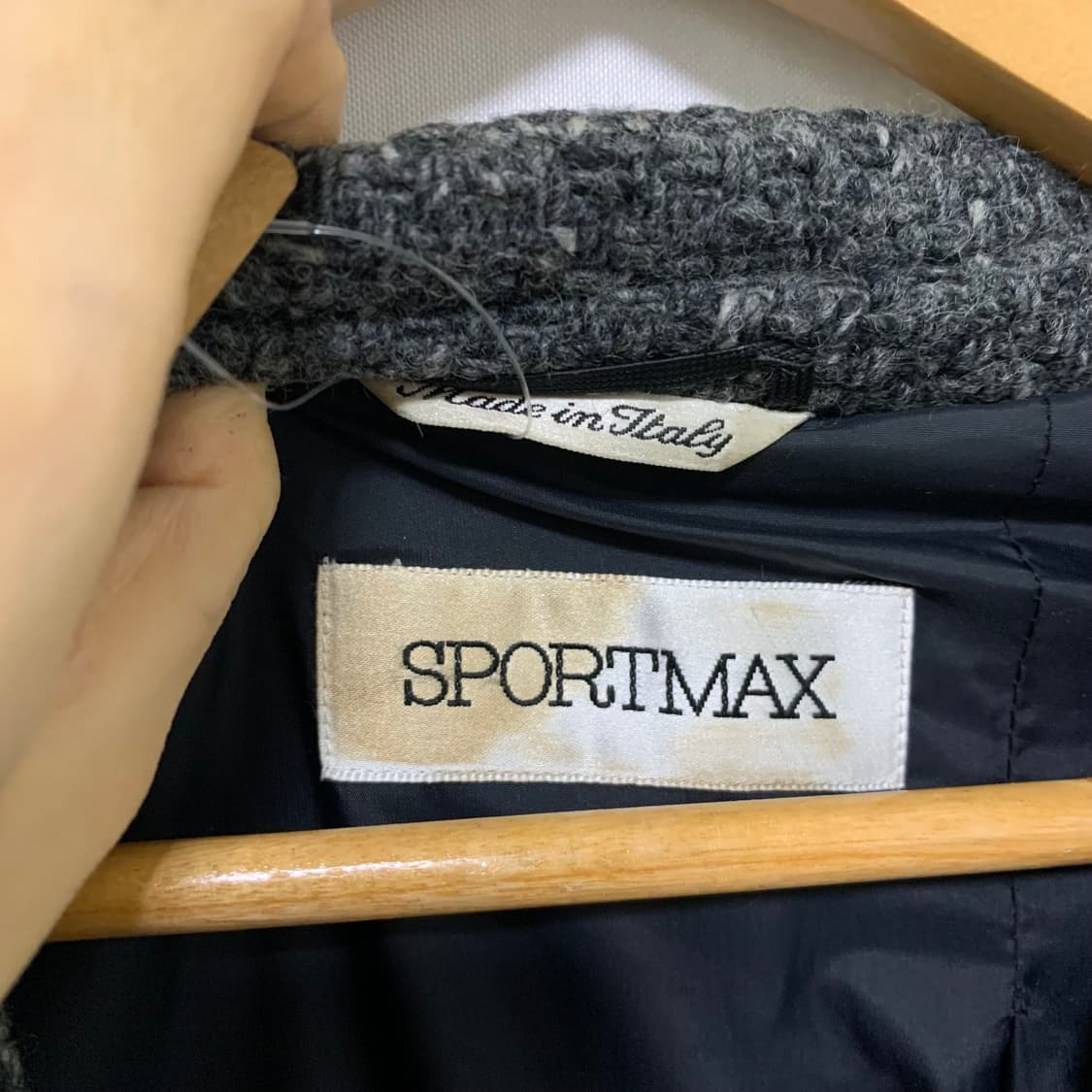 스포트막스 막스마라 빈티지 울 트위드 롱 코트 차콜 상품이미지8