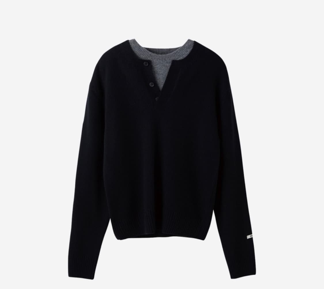 렉토 / 더블 레이어드 니트 (블랙) / M 상품이미지2