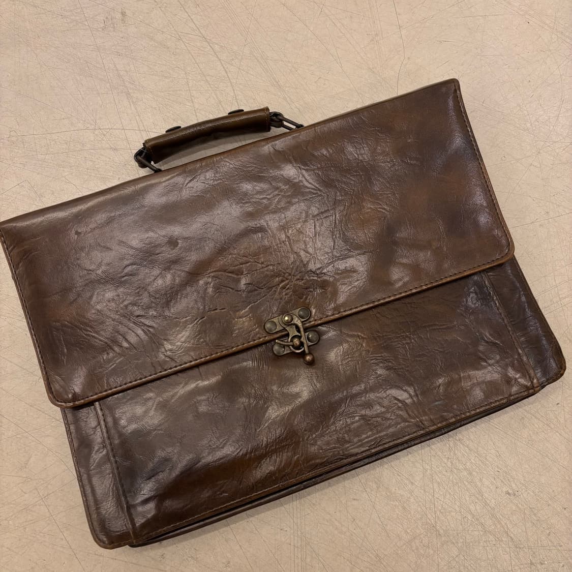 빈티지 브라운 레더 브리프 케이스 상품이미지2