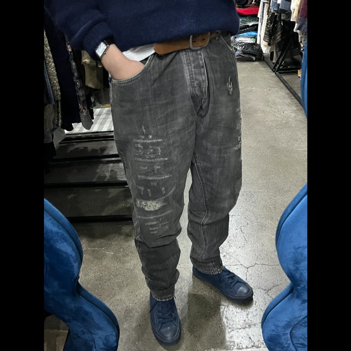 돌체앤가바나 14골드 디스 워시드 블랙 데님팬츠  상품이미지2