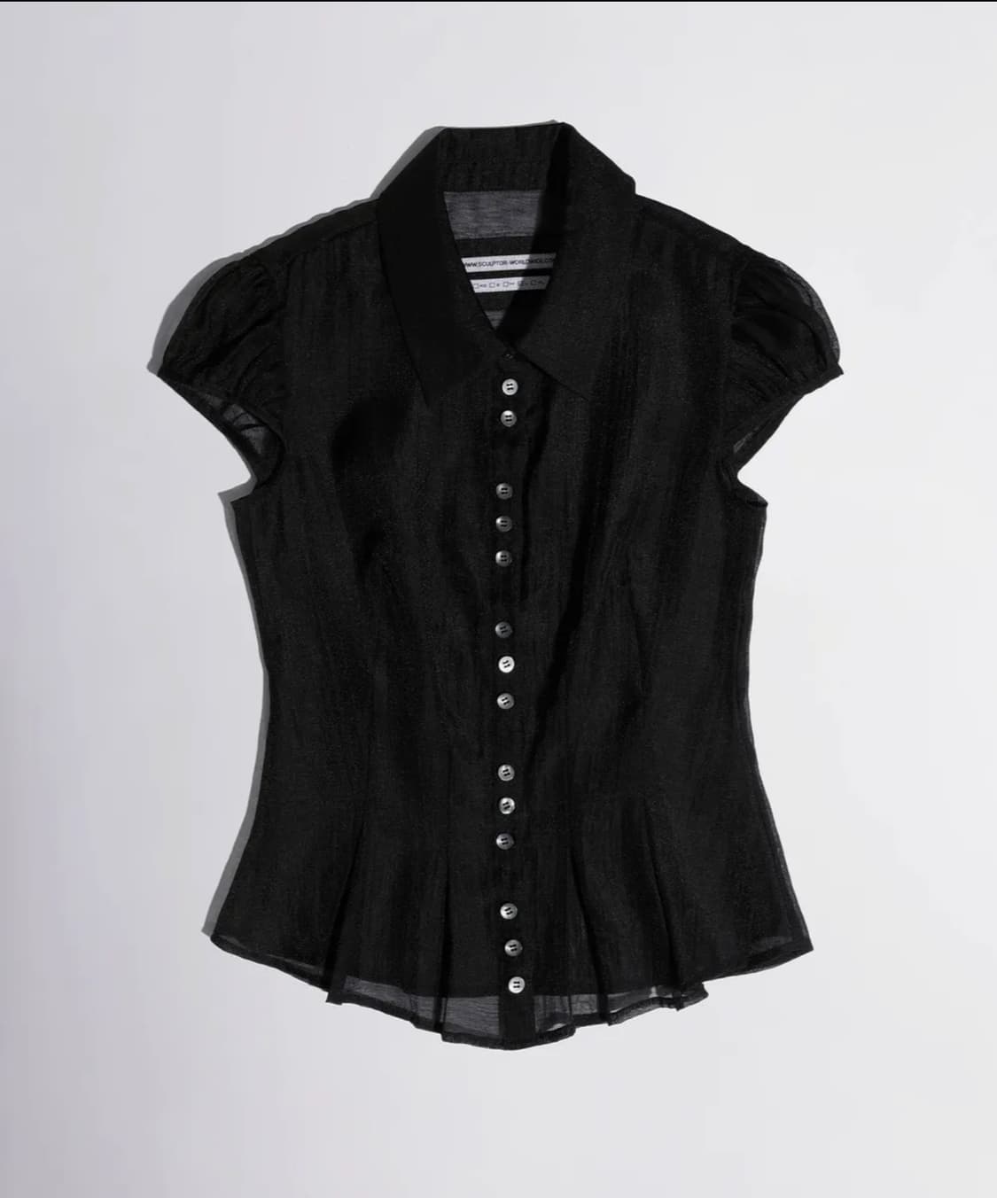 스컬프터 Sheer Pleated Hem Blouse Black 상품이미지7