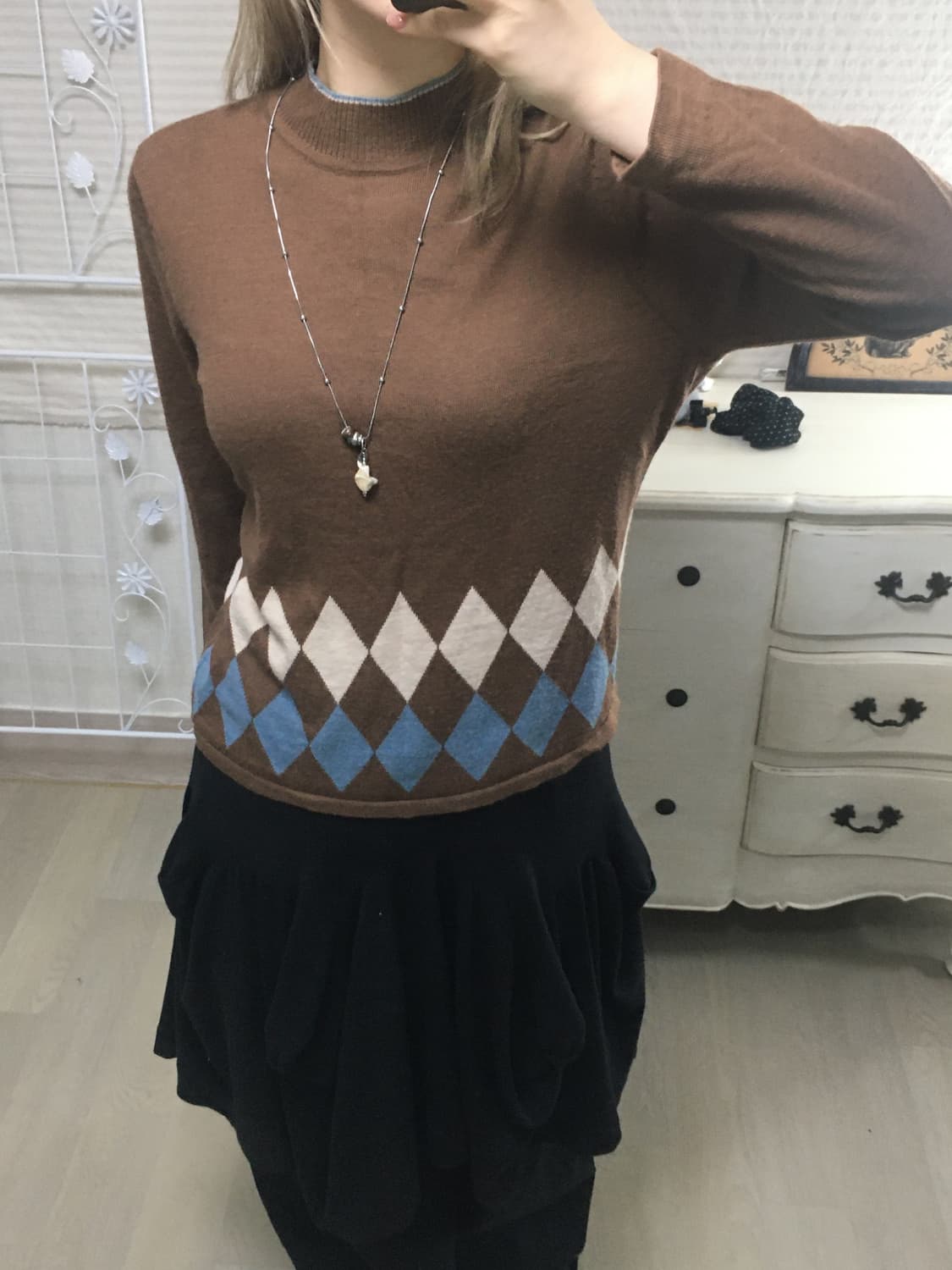 일본빈티지 아가일 브라운 니트 상품이미지5