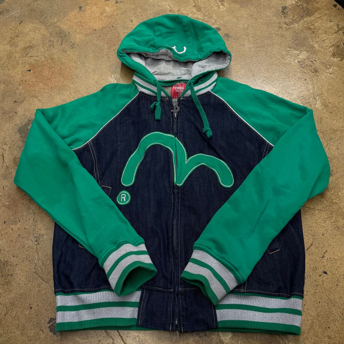 에비수 그린 데님 후드집업 상품이미지2