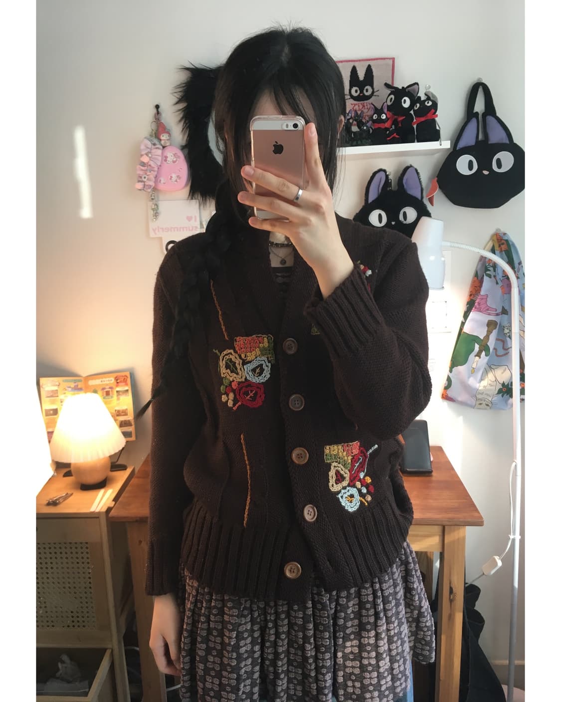 vintage floral knit cardigan brown 상품이미지1