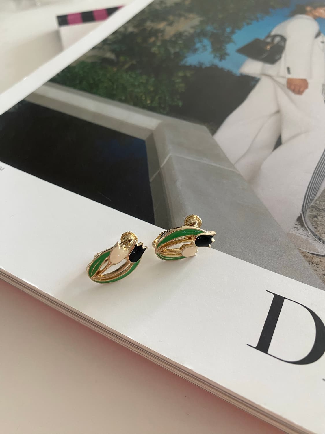 빈티지 튤립 꽃 귀찌 귀걸이 상품이미지7