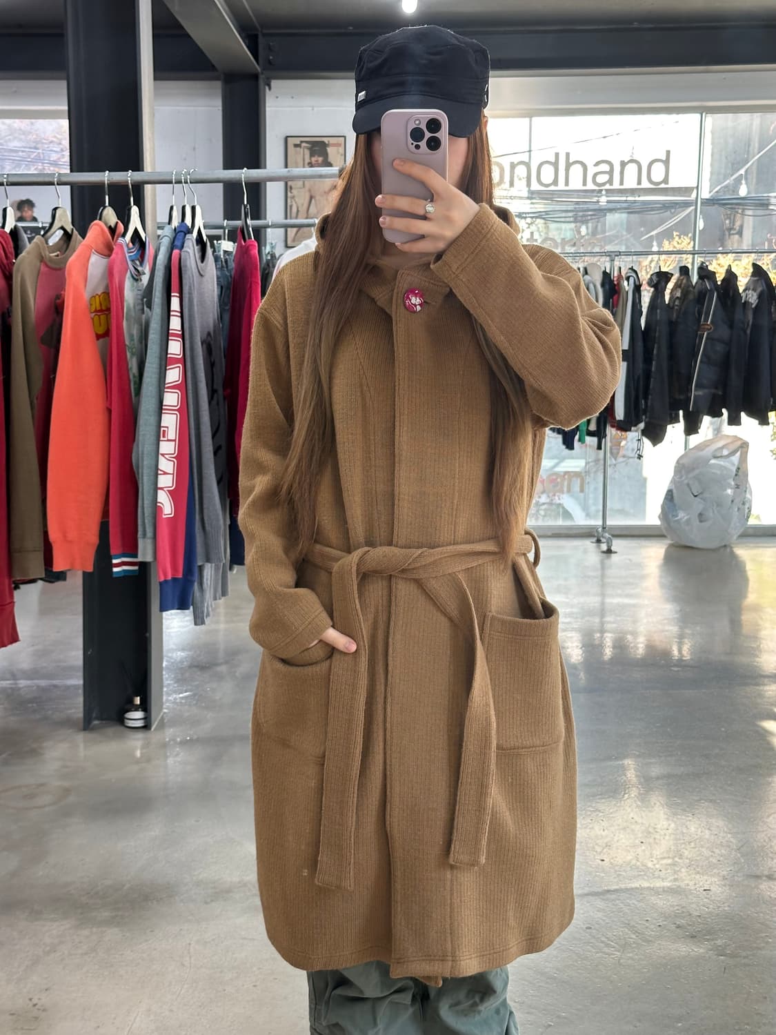 히스테릭글래머 히스걸 울 후디드 로브코트 상품이미지1