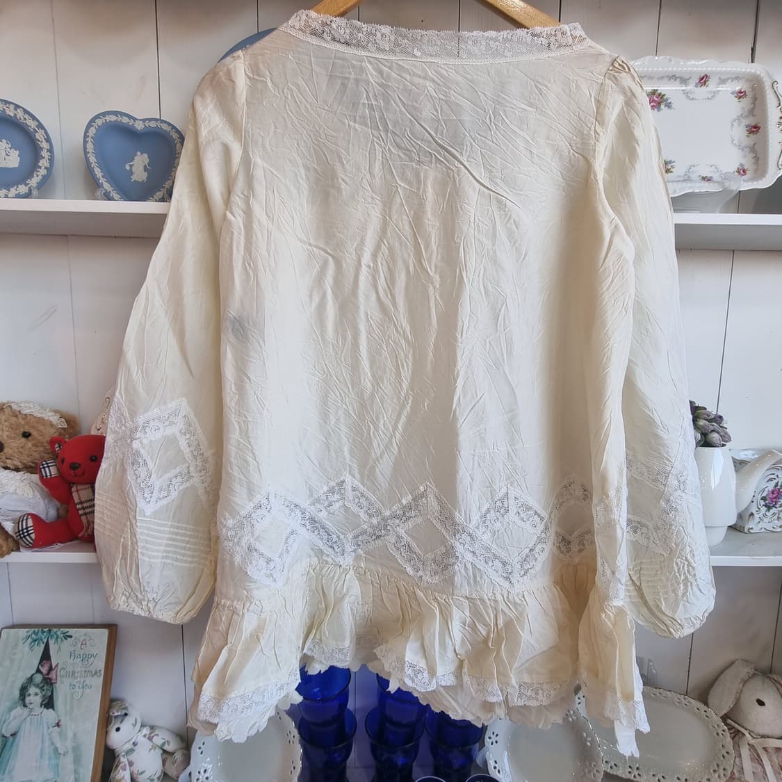 실크 레이스 러플 블라우스 상품이미지6