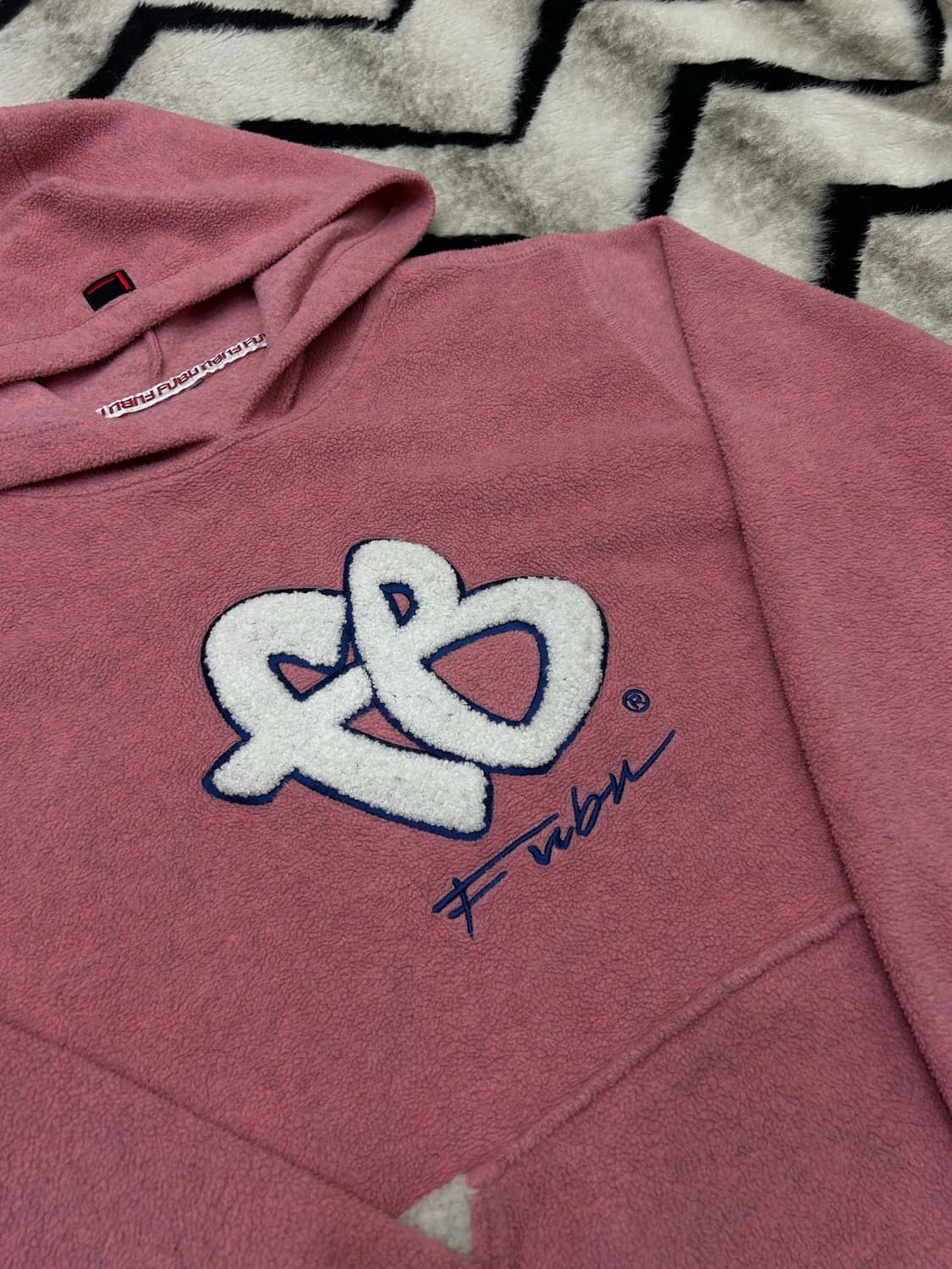 [M]FUBU 오버핏 올드스쿨 빅로고 후드 후리스/핑크 상품이미지1