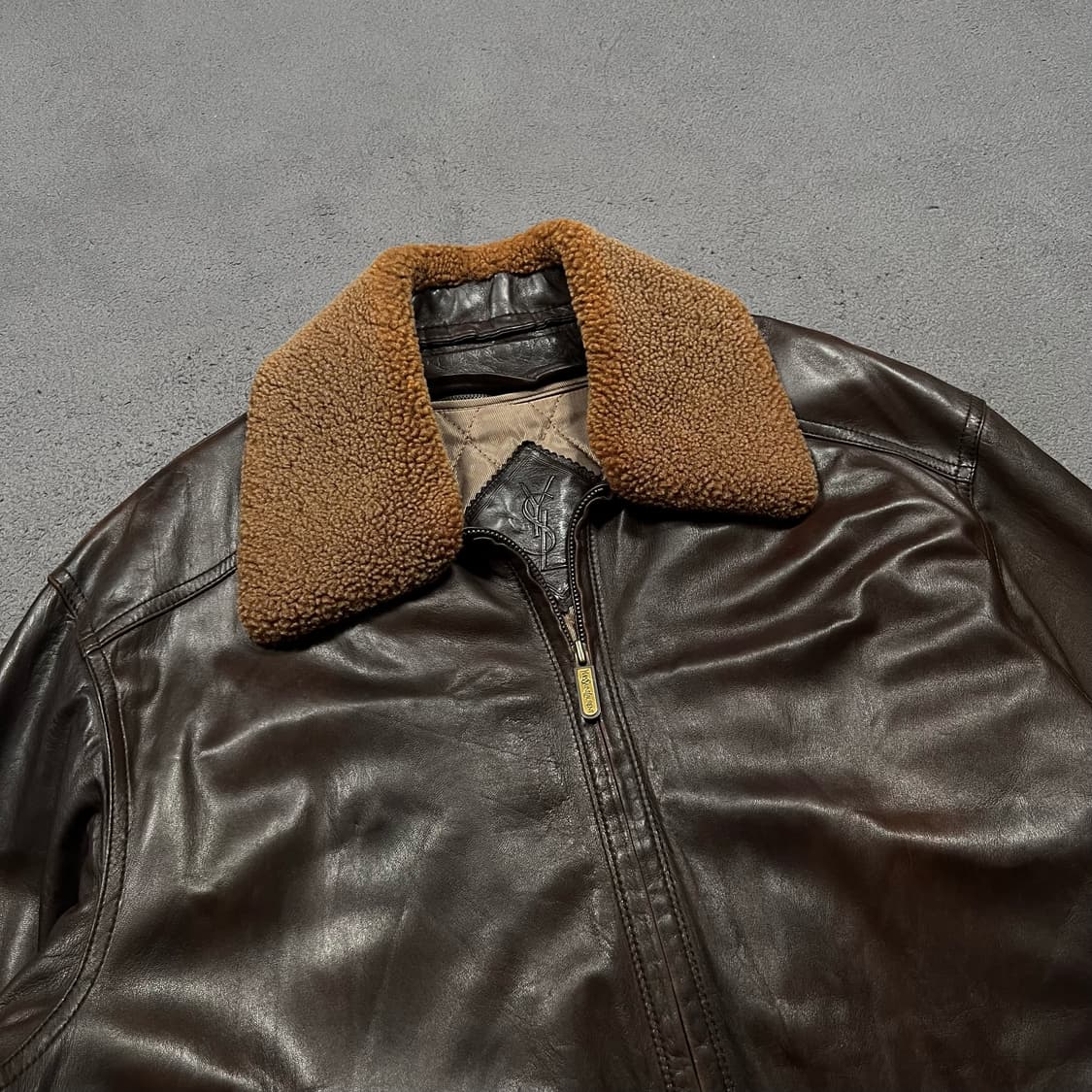 90's 입생로랑 양가죽 하프코트 레더자켓 상품이미지2