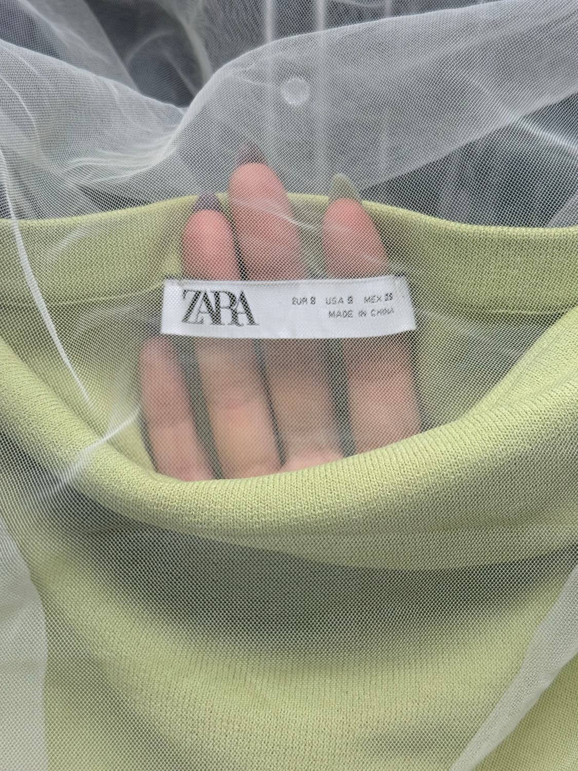 자라 튤 콤비 니트탑 라임 상품이미지4