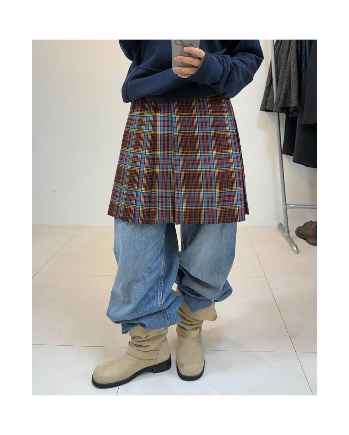 Yorkland 체크 스커트 상품이미지1