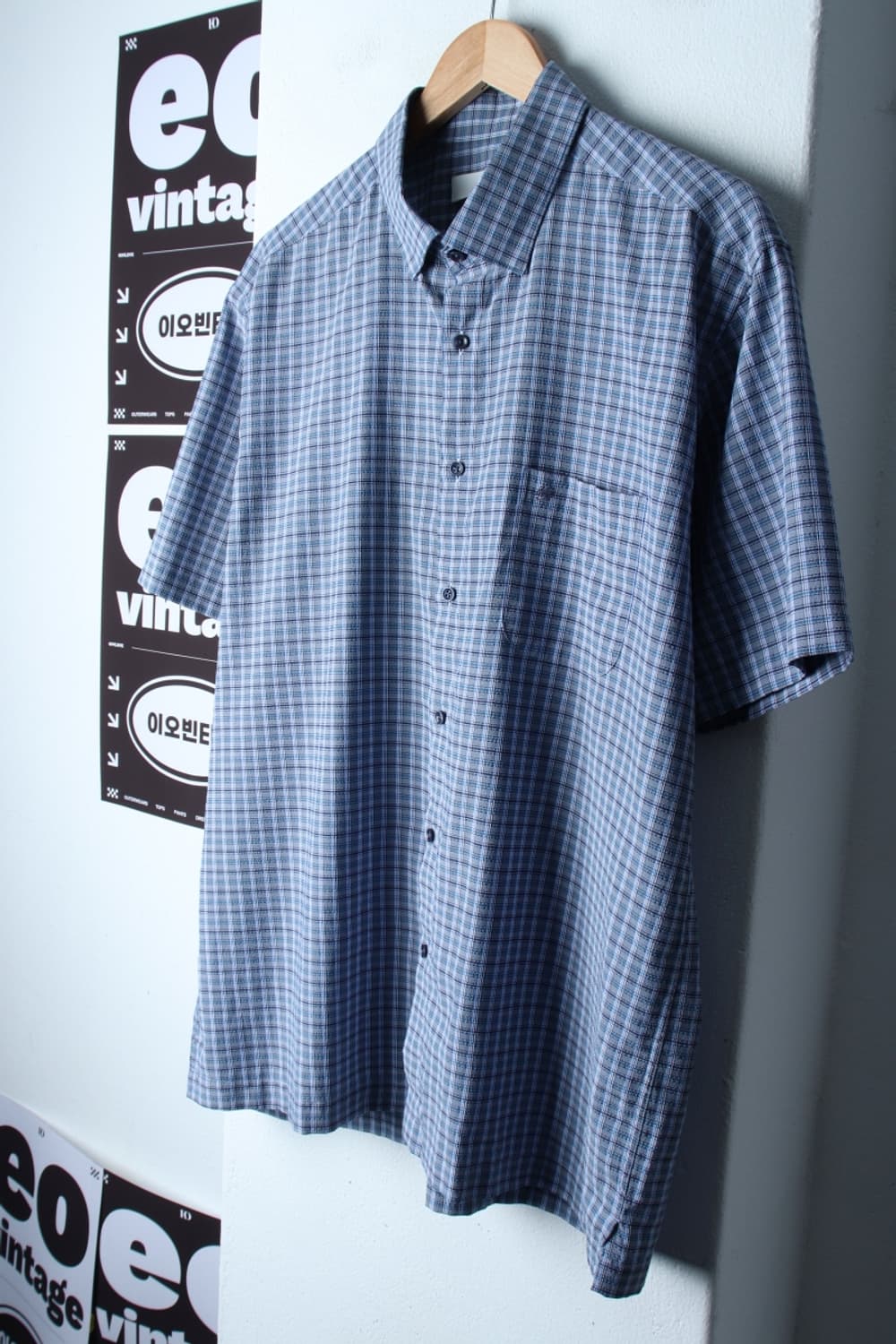 (2XL) 에르본 반팔 카라 티셔츠 셔츠 남방 빅사이즈 체크-H32208 상품이미지1