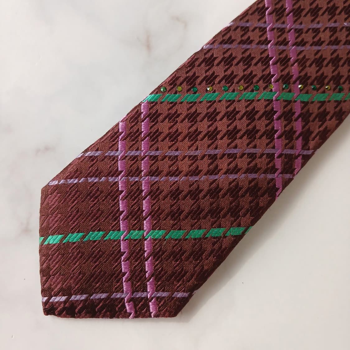 밀라숀 실크 브라운 체크 패턴 넥타이 6.7cm A+등급 E836
 상품이미지7