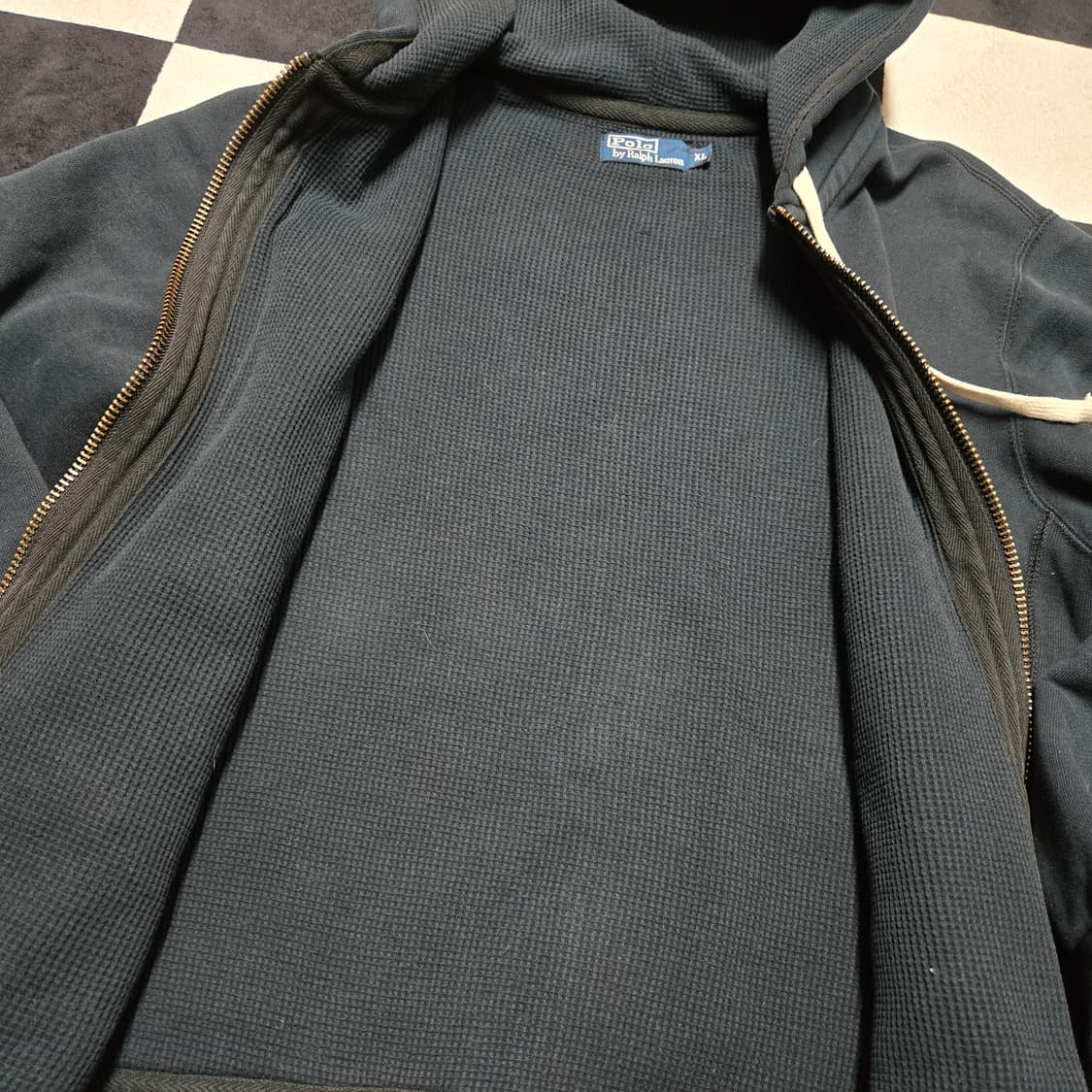 XL 폴로랄프로렌 써멀 헤비코튼 투웨이 집업 후드 블랙 상품이미지6