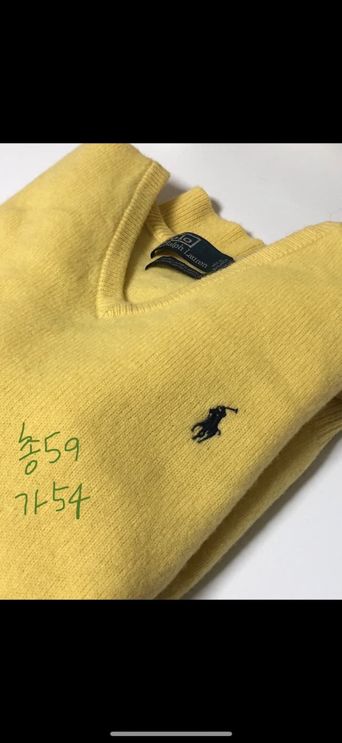 빈티지 폴로 노랑 브이넥 니트 상품이미지1