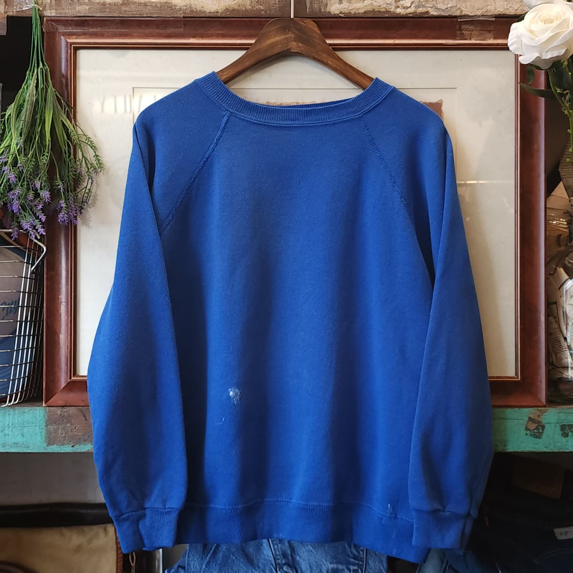 90s 헤인즈 빈티지 스웻셔츠 플레인 스웻셔츠 페인팅 블루 m 상품이미지1