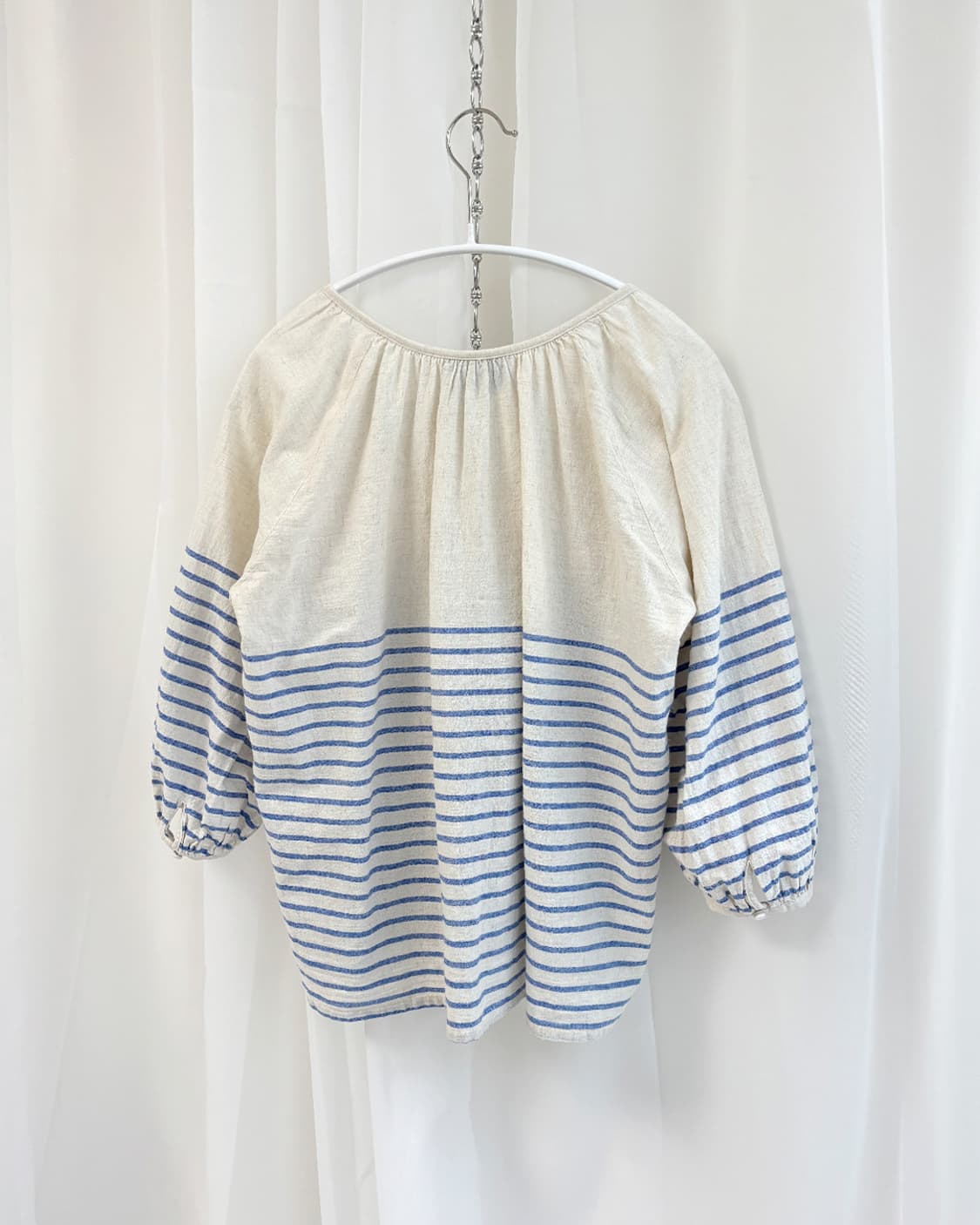 marina half stripe linen mixed blouse 상품이미지2