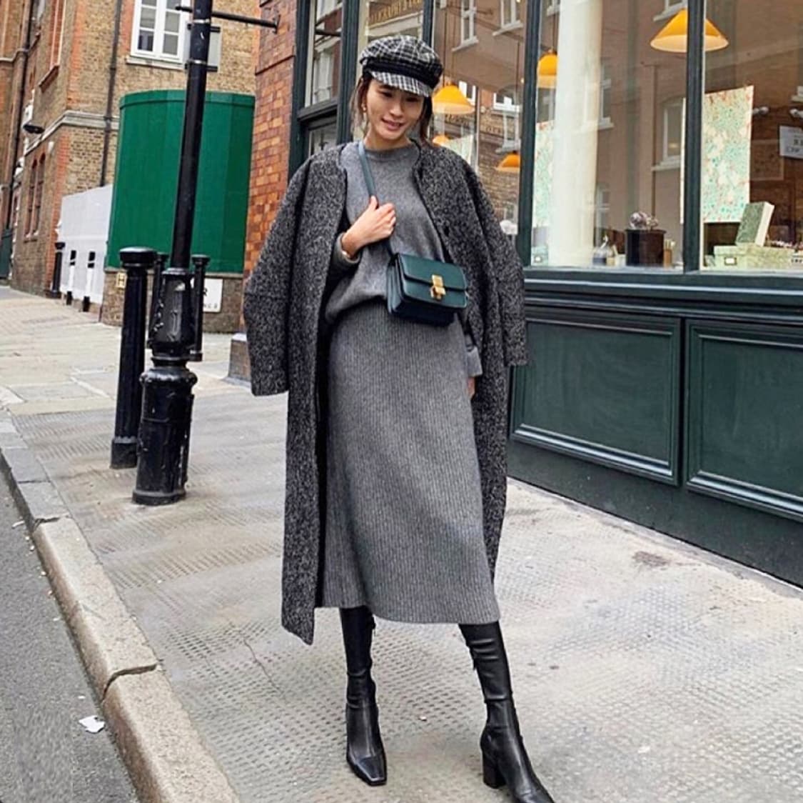 엘보른(ELBORN) 헤링본 울 코쿤코트 55-66 새상품 상품이미지1