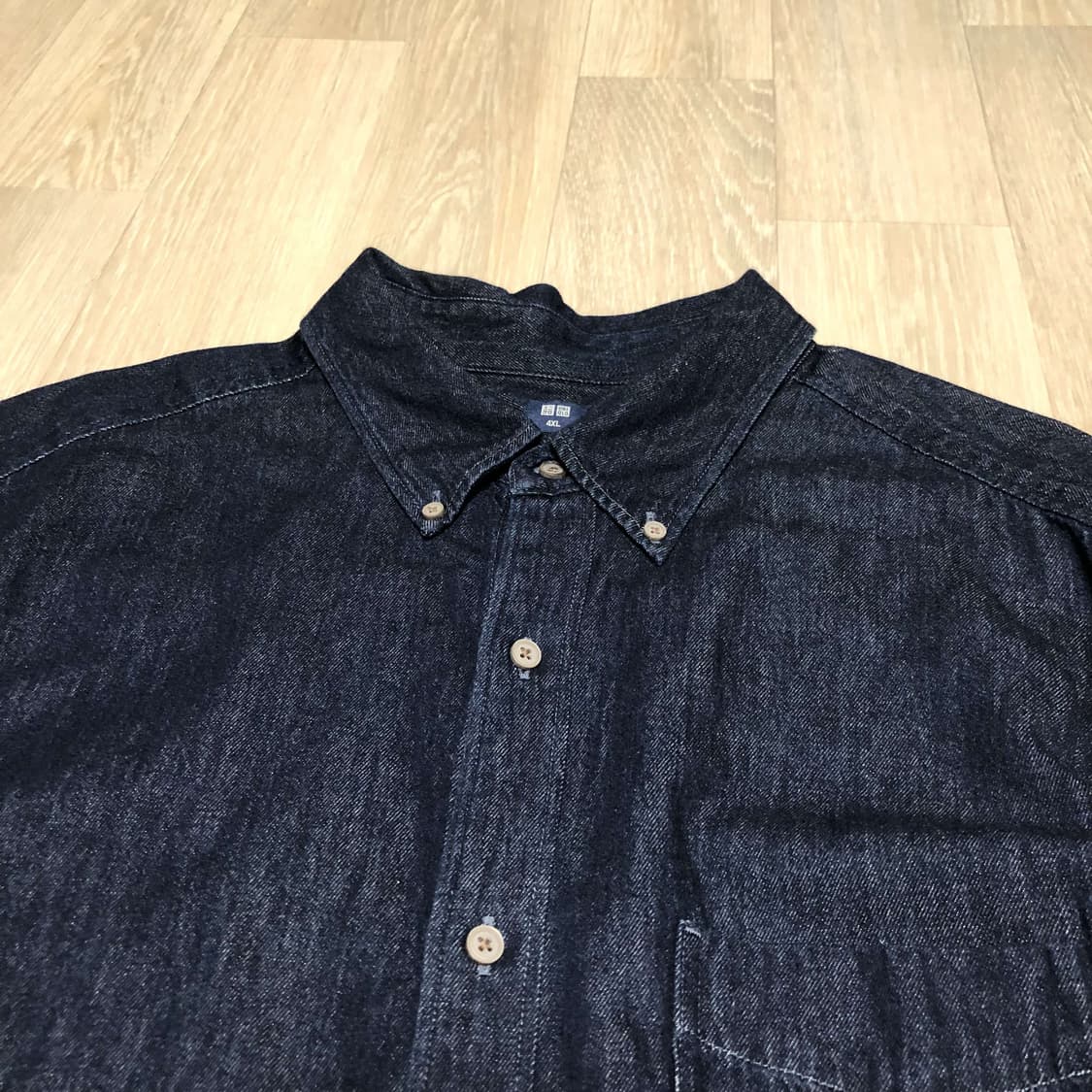 (4XL) 유니클로 UNIQLO 원워시드 데님 셔츠 유니클로 데님 셔츠 상품이미지8