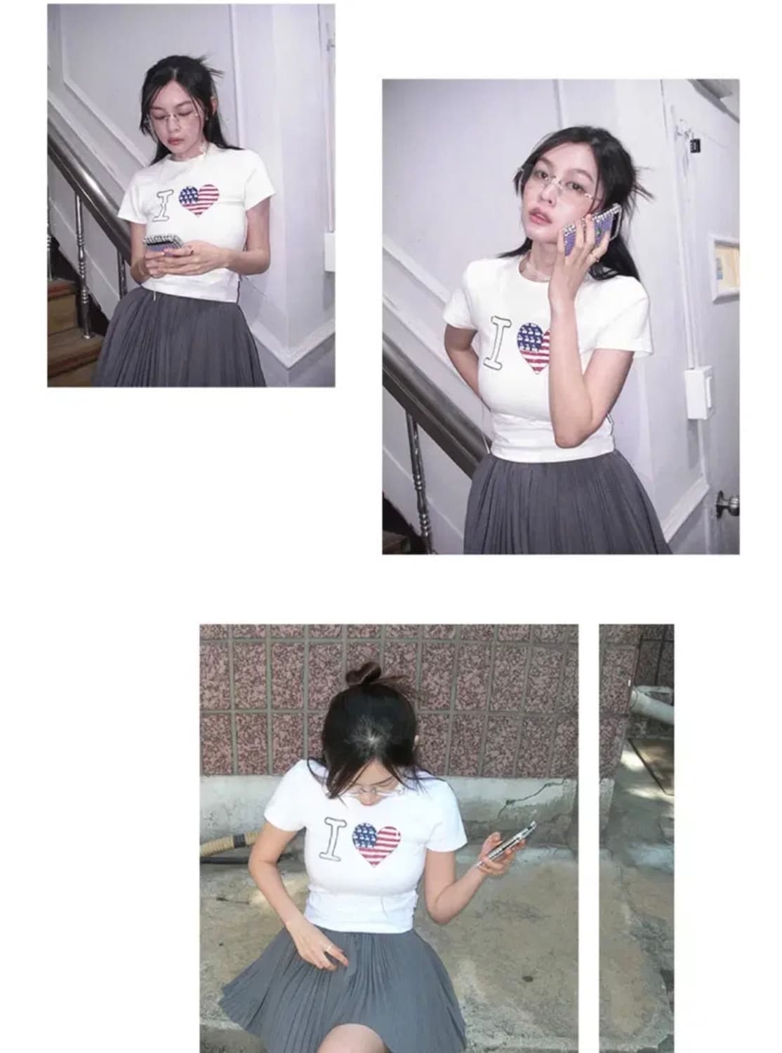 키르시 아이러브 키르시 크롭 티셔츠 [화이트] 상품이미지5