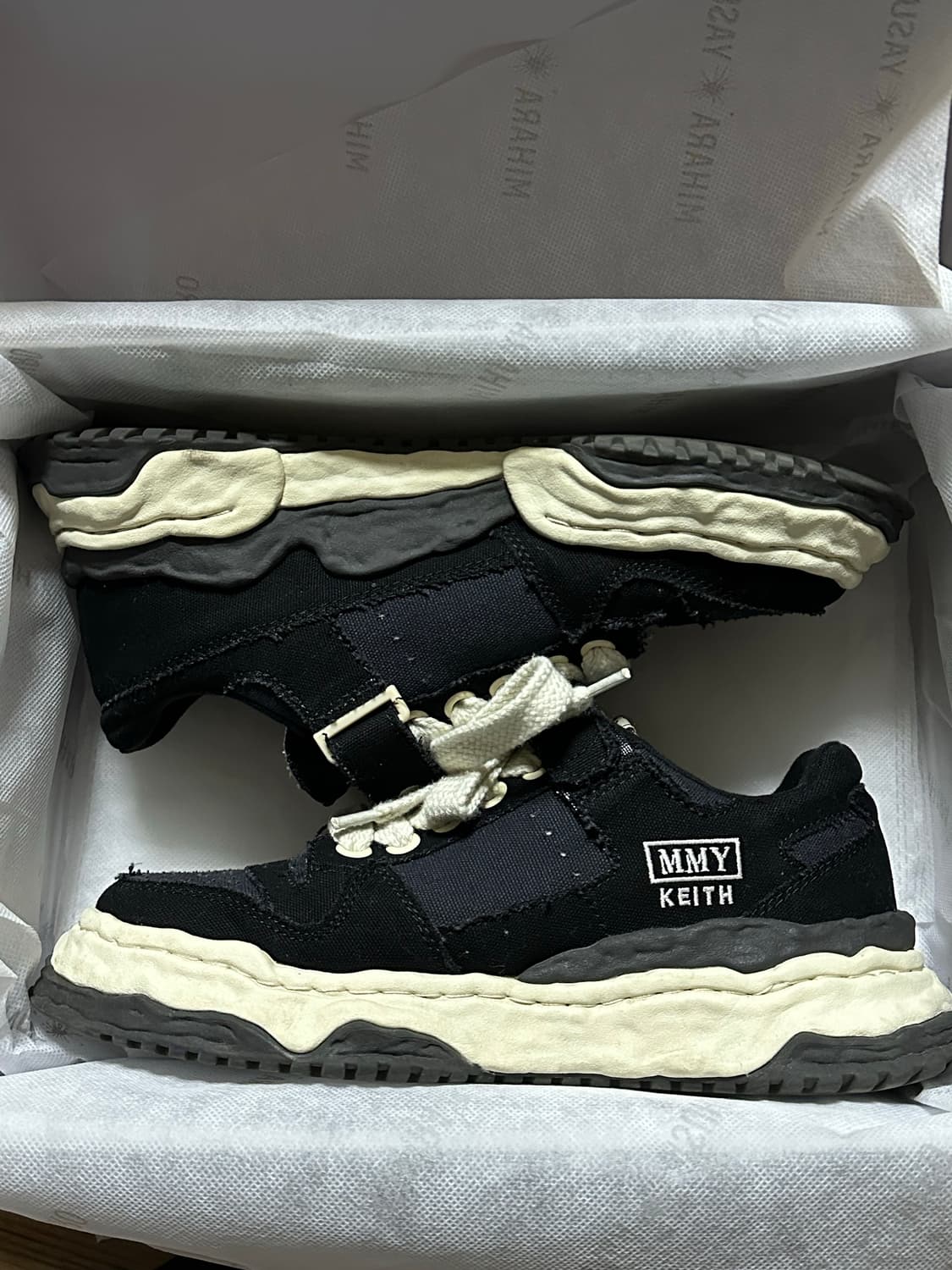 메종 미하라 야스히로 키스 OG 솔 캔버스 로우탑 스니커즈 블랙 42 상품이미지5