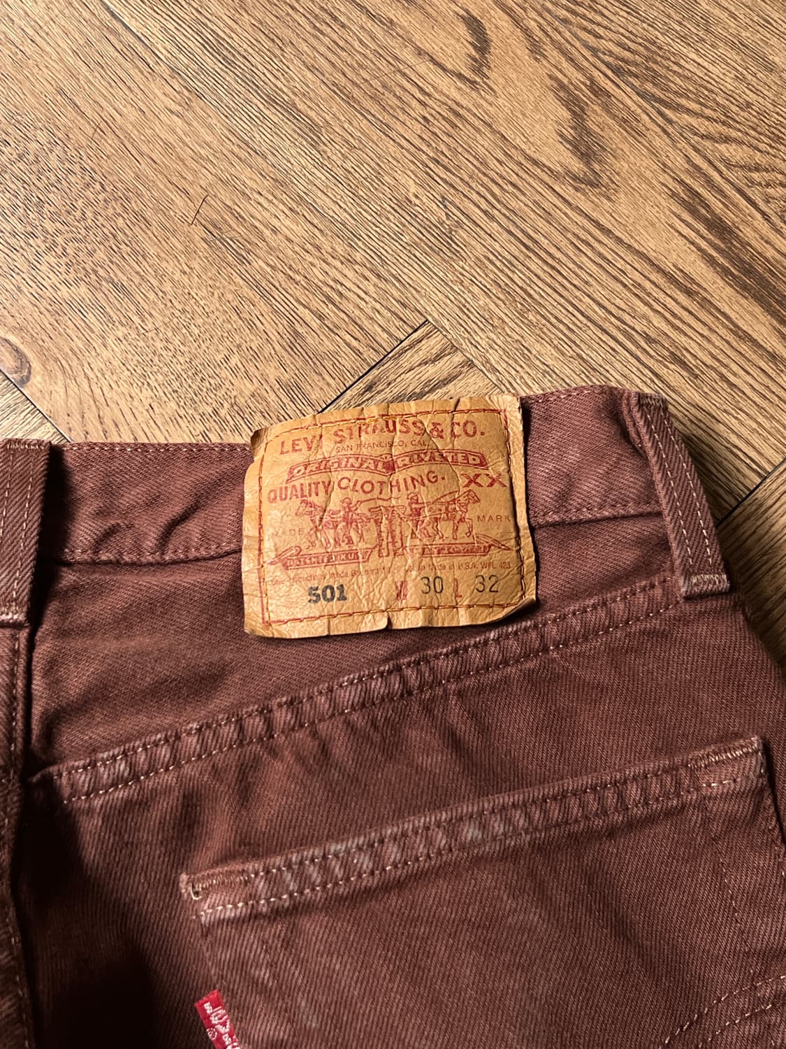 [30]90's 리바이스 501 USA Made 브라운 데님 팬츠 S15 상품이미지4