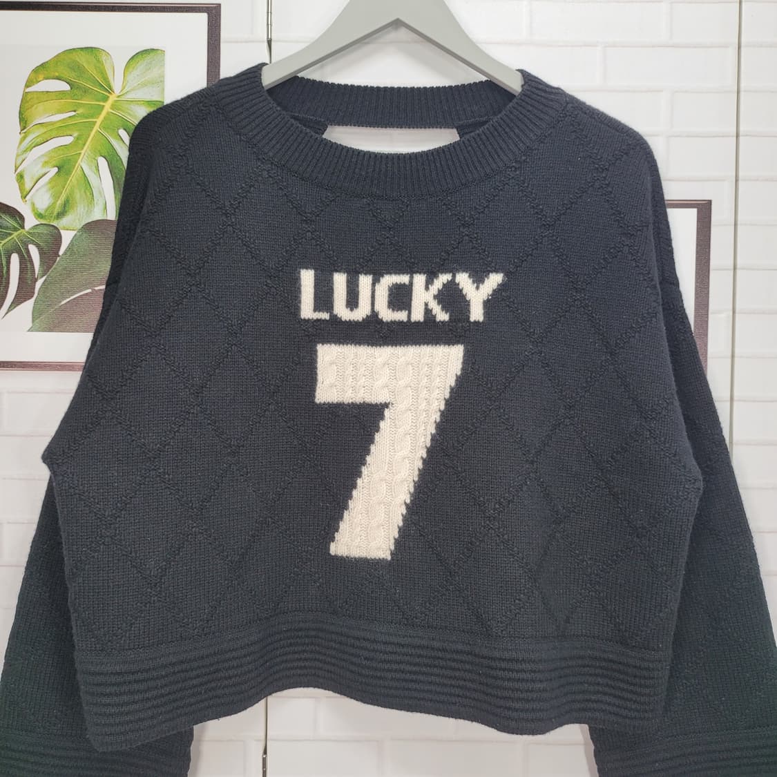 럭키슈에뜨 울 크롭 니트 스웨터 프리사이즈 상품이미지2