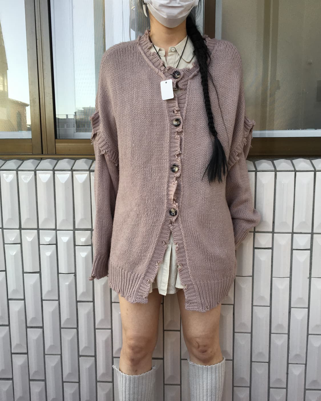 Damage point knit cardigan 상품이미지5