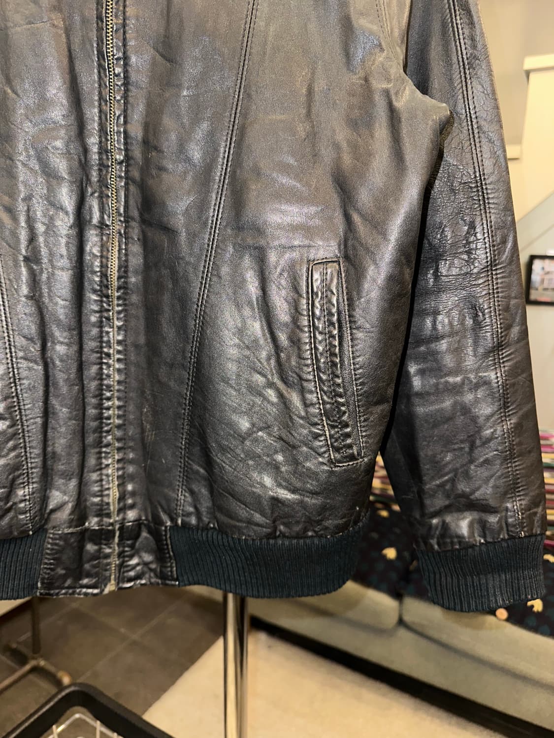 90’s Japanese shell-leather jacket 상품이미지6