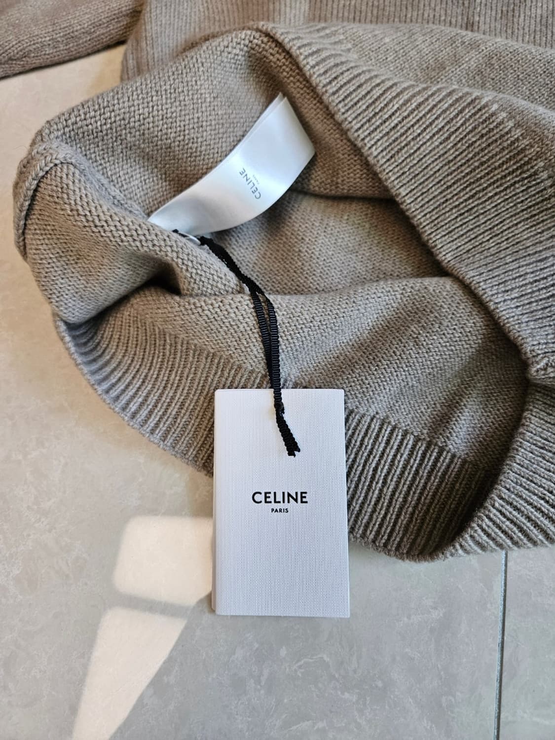 XL 셀린느 캐시미어 울 크루넥 트리옹페 스웨터 샌드  상품이미지5
