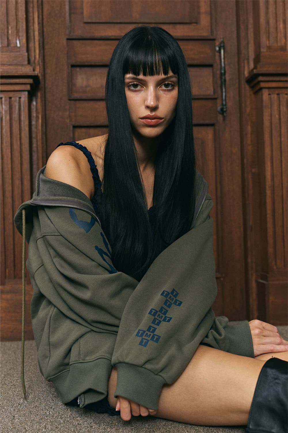 (택O) 투머치택스 오버워크 후드집업 (카키) 상품이미지1