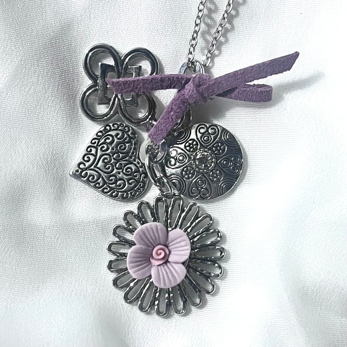 고딕 고스 오리엔탈 갸루 펑크 목걸이 앤틱 엔틱 하트 리본 문양 꽃 상품이미지2