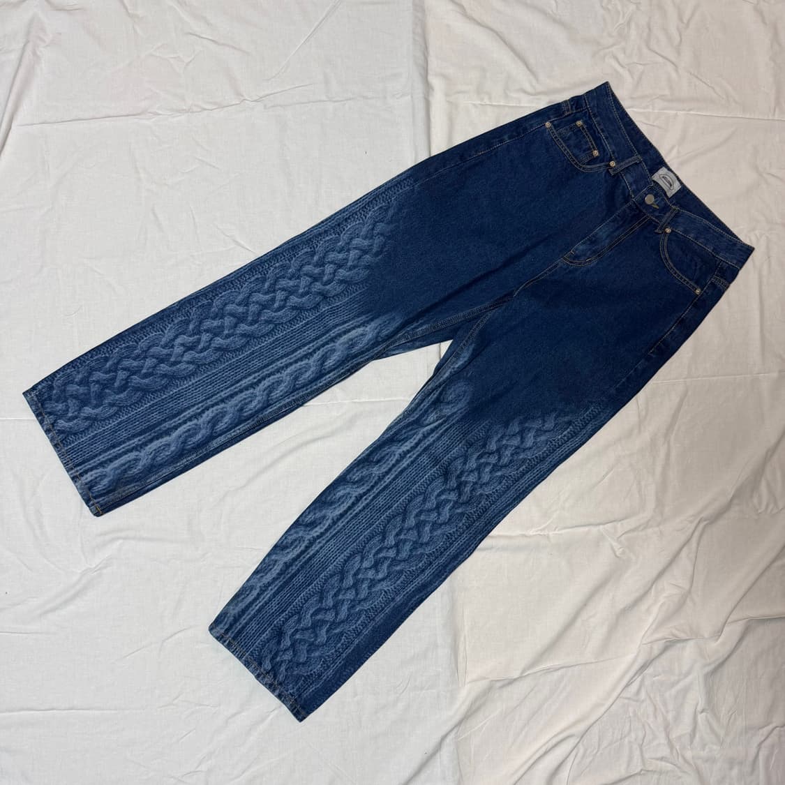 웰던 케이블 워싱 데님 팬츠 상품이미지1