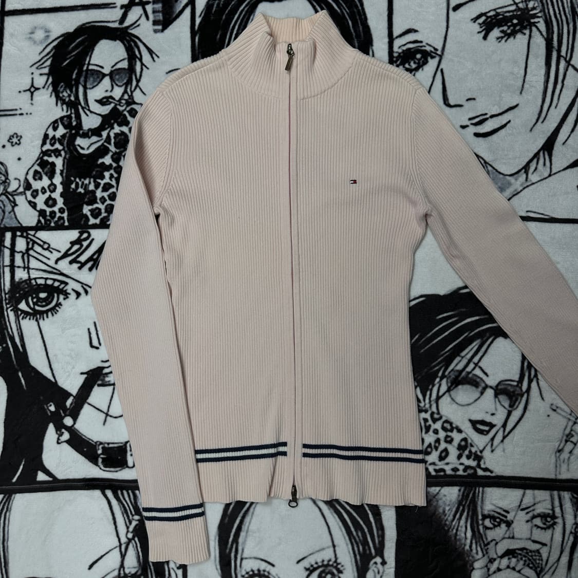 타미힐피거 딸기우유 핑크 골지 니트집업 상품이미지2