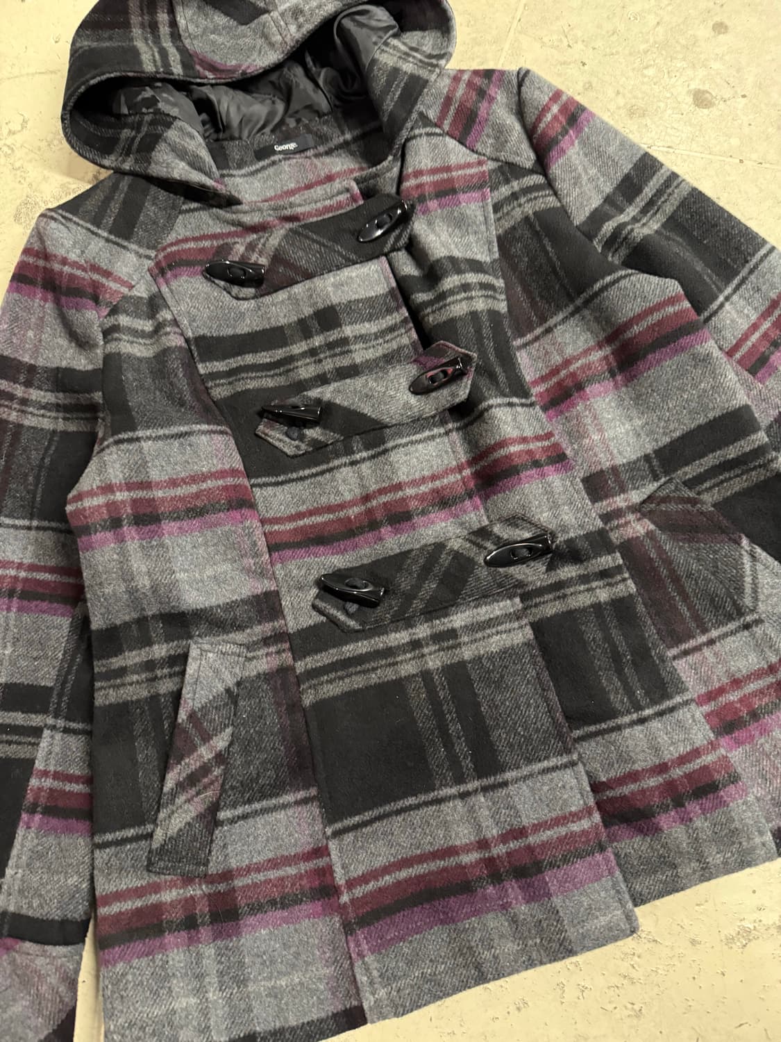 check pattern duffle button coat 상품이미지5